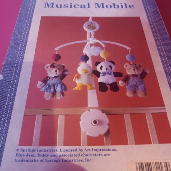 Blue Jean Teddy Bear Baby Nursery Musical Bear Duck Crib Mobile Brahms Lullaby - Picture 12 of 16